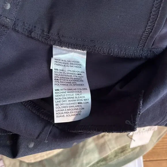 Chico's women's 3, XL Navy Blue Polka Dot Print Pull on Pants Tummy Panel - Picture 7 of 9